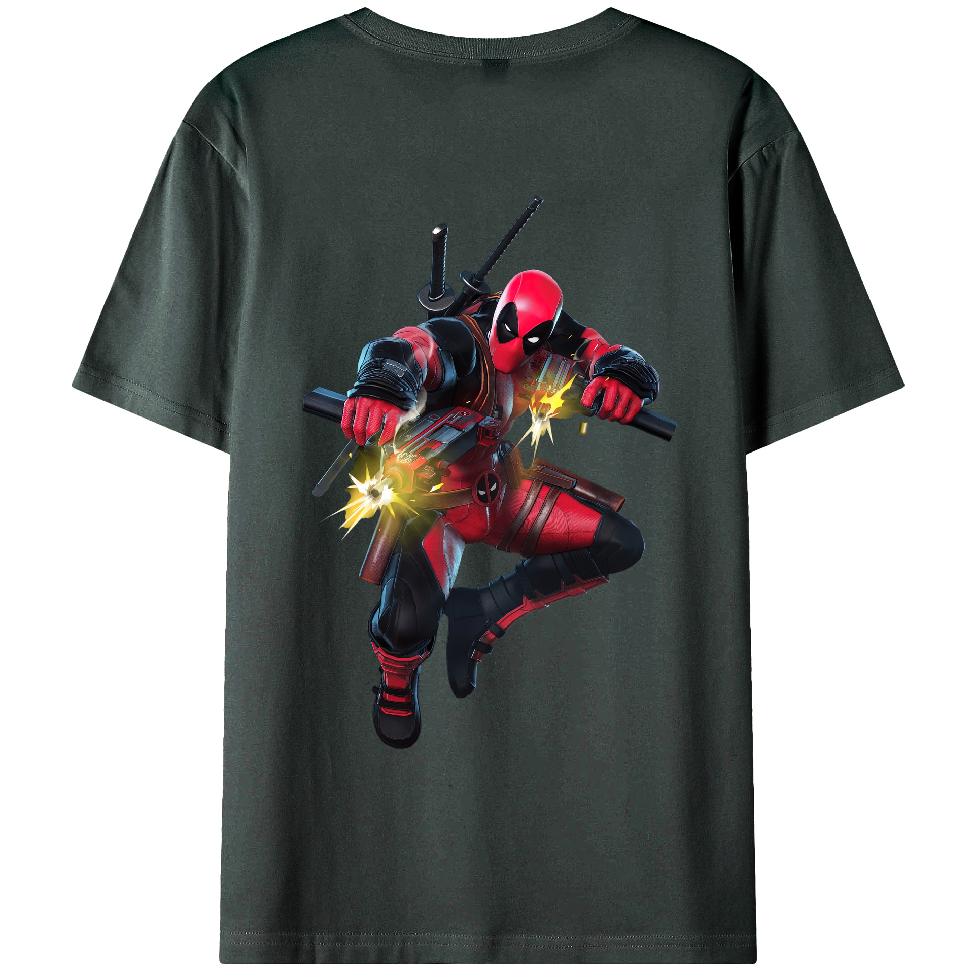（画像用） Deadpool デッドプール 綿100％ メンズ半袖Tシャツ（バックプリント） 通気性